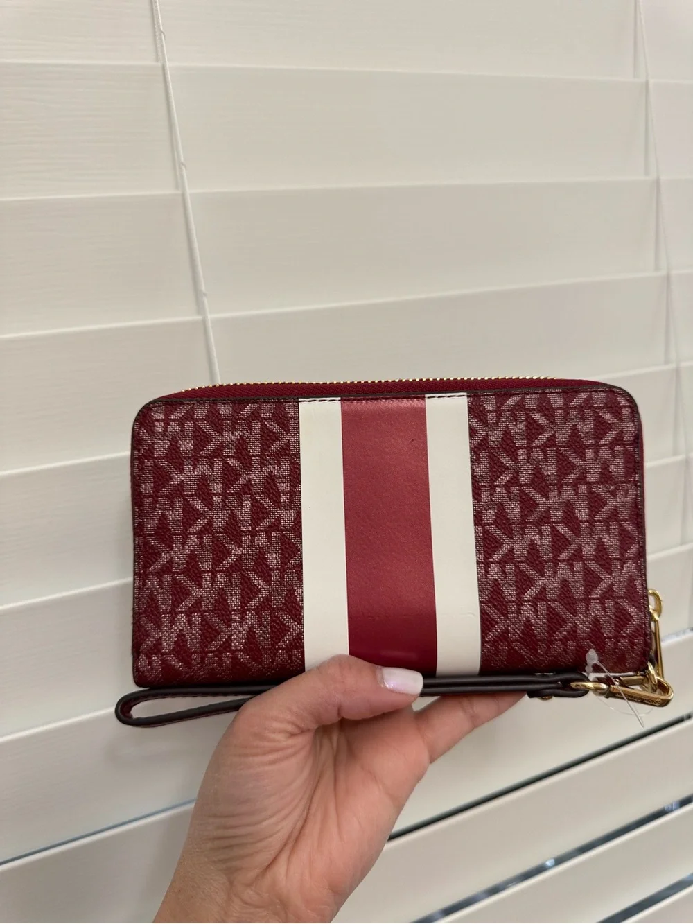 Michael Kors Red Burgundy Signature Satchel with Matching Wristlet